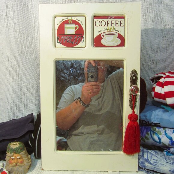 VTG 90'S MIRROR W/COFFEE MOTIF, LOOKS LIKE A DOOR - Picture 1 of 7